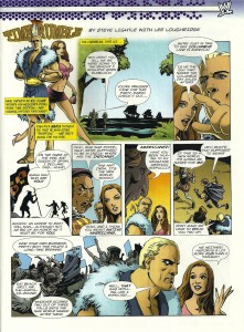 Rick Flair and Maria in "Time Rumble," produced for WWE KIDS Magazine, 2008. Written by Paul Kupperberg, art by Steve Lightle.